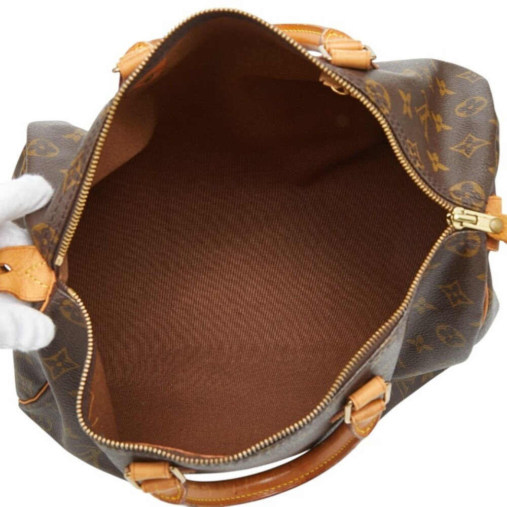 LOUIS VUITTON Brown Monogram Leather Speedy 35 Boston Bag - Picture 10 of 12